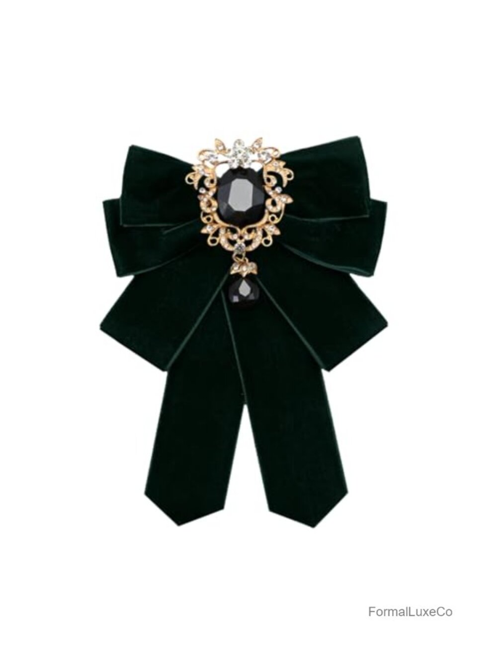 Rhinestone Velvet Bow Tie Pre-Tied Adjustable Formal Wedding Party